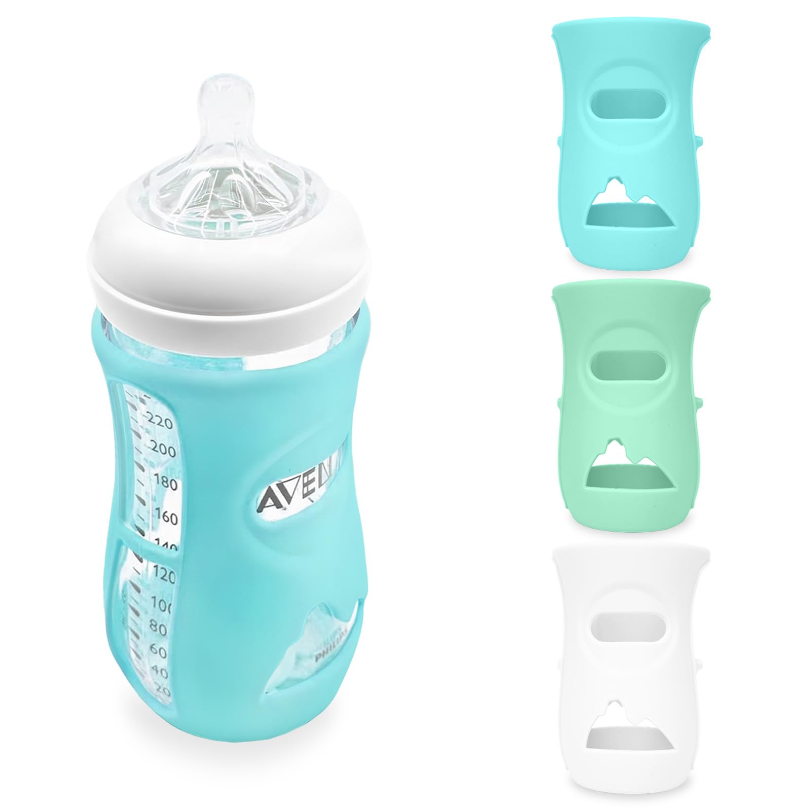 GADITIEK Confezione da 3 custodie in silicone per biberon Avent Natural, in vetro, infrangibili, compatibili con i biberon Philips Avent Natural, in vetro da 240 ml (240 ml)