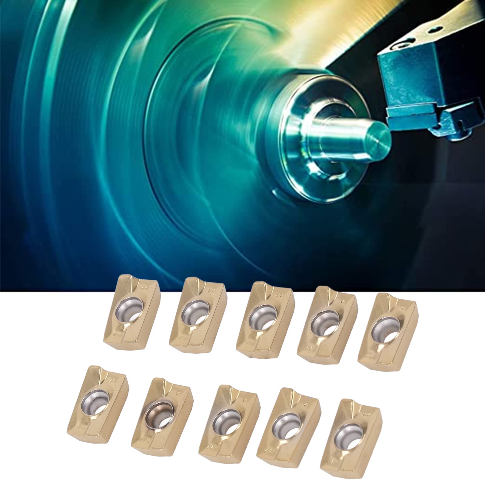 10 Piezas de Insertos de Torneado, Insertos de Carburo Recubiertos, Herramientas de Corte de Fresado de Torno CNC APMT1604 para Torneado Y Acabado de Materiales Metálicos