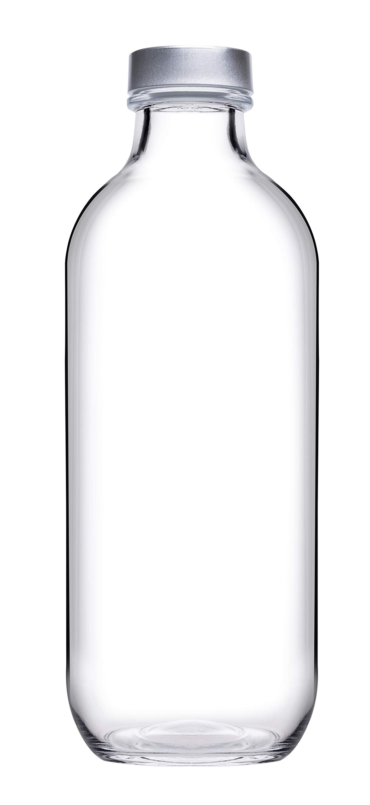 Reusable Glass Water Juice Drinking Bottle W/Silver Lid 1.1L/500ml Set (500ml)