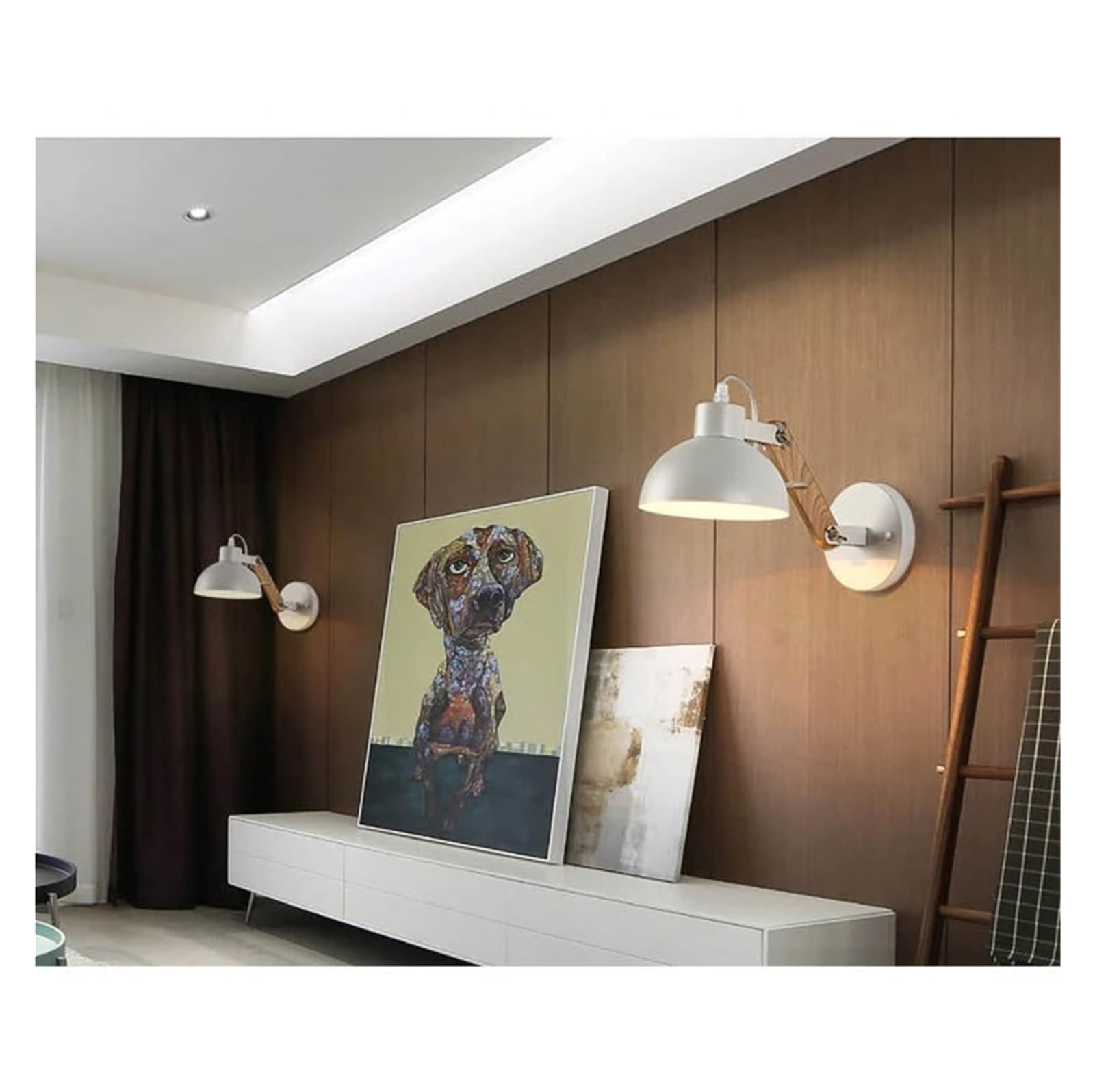 Lampa ścienna LED w stylu nordyckim, wykonana z żelaza i drewna, praktyczna i regulowana, idealna do czytania i nauki. Nowoczesna dekoracja ścienna.