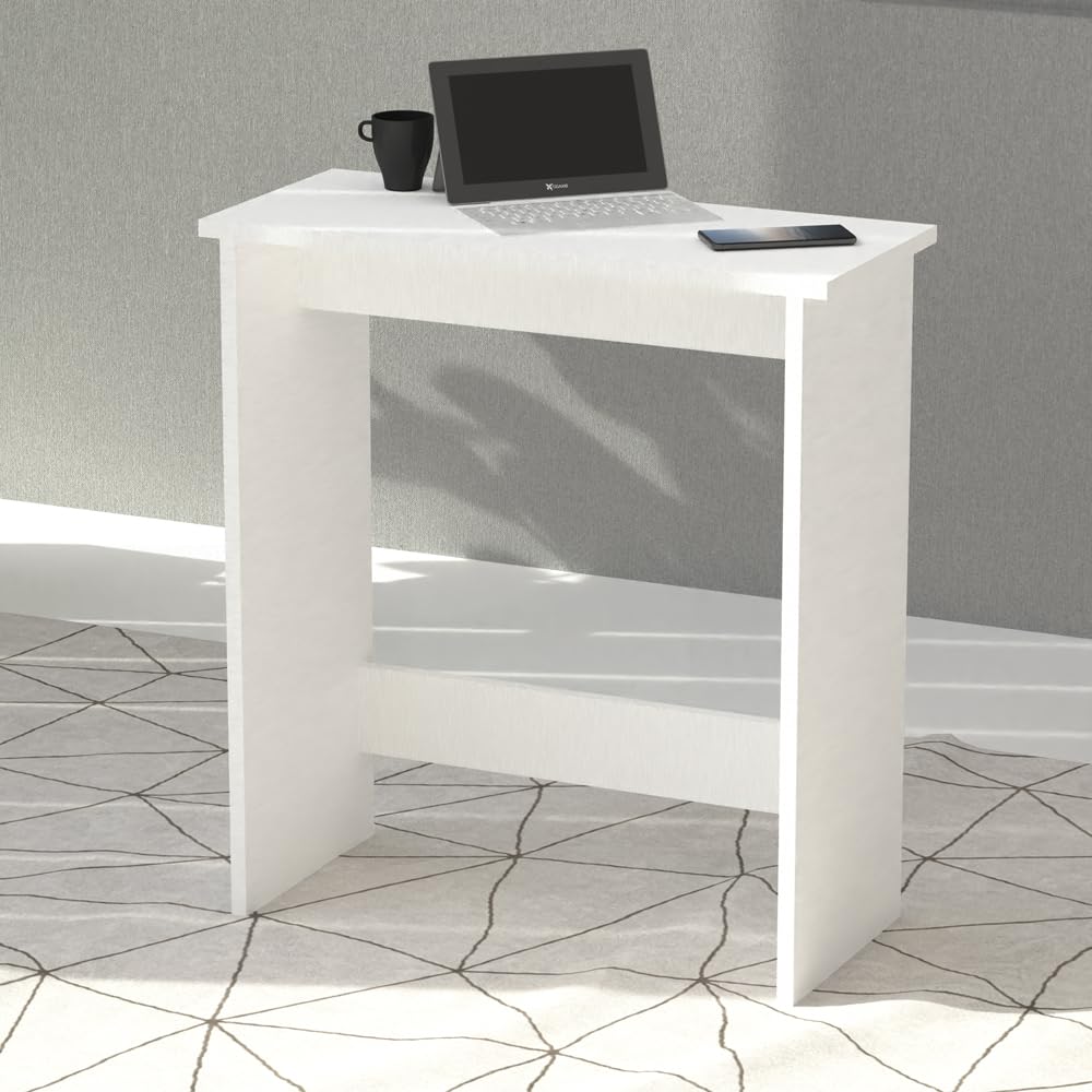 Mahmayi Modern Study Desk with Foot Rest Support, Modern Executive Desks Ideal for Office, Home, Schools, Laptop, Computer Workstation Table - White