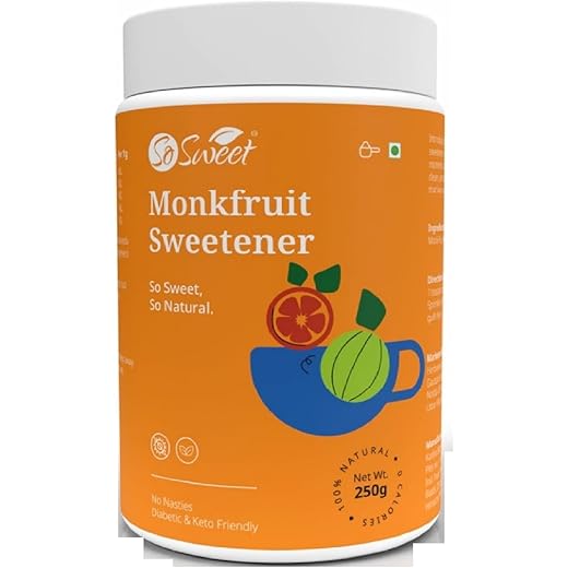 So Sweet Monk Fruit 100% Natural Zero Calorie Sweetener -250gm -Diabetic & Keto Friendly