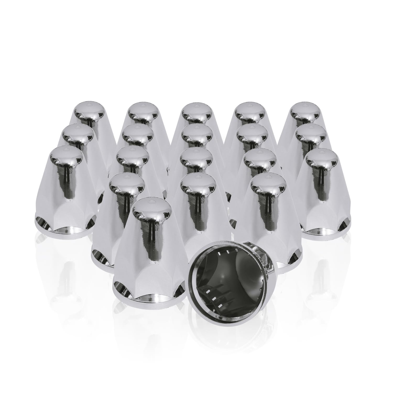 33mm by 2-5/8in Lug Nut Cover ABS Chrome Plastic Push-On Nut Cover Caps for Semi Trucks Trailers (Pack of 60)