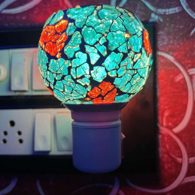 MeeCraft Electric Kapoor Dani Dhoop Dani Pooja for Home & Office Multipurpose Ceramic Kapoor Dani Night lamp Incense Burner, Aroma Burner with Night Lamp, Aroma Electric Kapur Burner Sky Blue Set 1