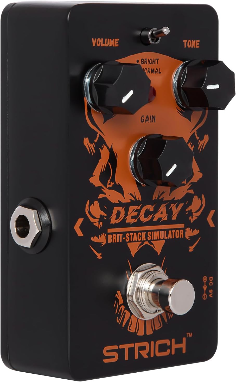 STRICH DECAY Distortion Guitar Pedal, Distortion 2 Modes Bright, Normal, Tight, True Bypass, Classic Crunch 80s Metal/Nu for Electric Guitar, Black
