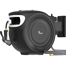 Retractable Garden Hose Reel 1/2"x130 ft, Automatic Hose Reel with 7 Pattern Nozzle,Any Length Lock Wall Mounted &180 Deg Swivel