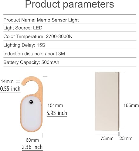 Miniatura 7 de Luz nocturna colgante a pilas con gancho sensor de movimiento, luz de inodoro, mini luces LED inalámbricas portátiles para armario, lámpara