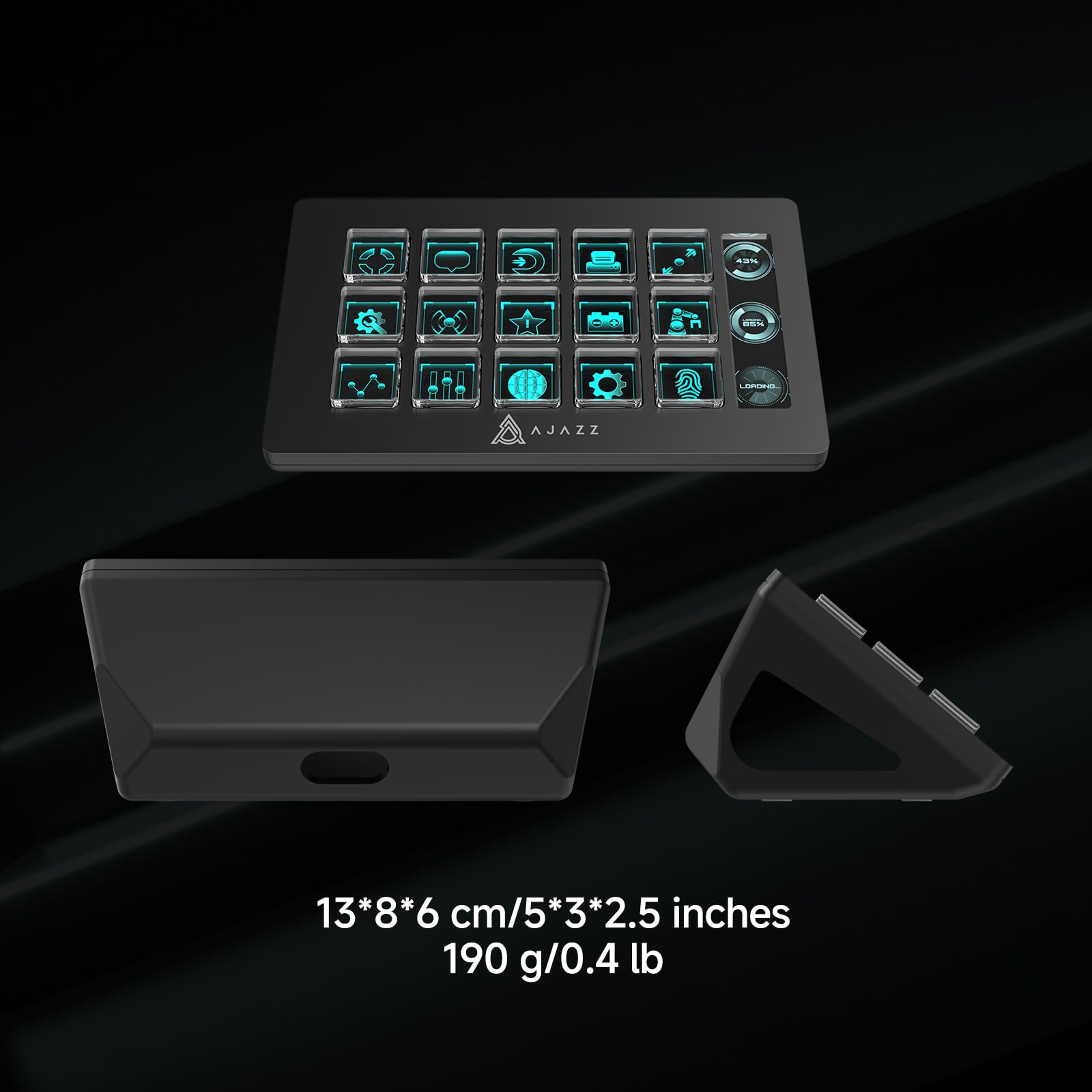 AJAZZ AKP153E - Tastiera macro cablata con tastiera, tastiera di scelta rapida con 15 tasti programmabili, schermo LCD personalizzabile, adatta per giochi, streaming, musica e editing di immagini