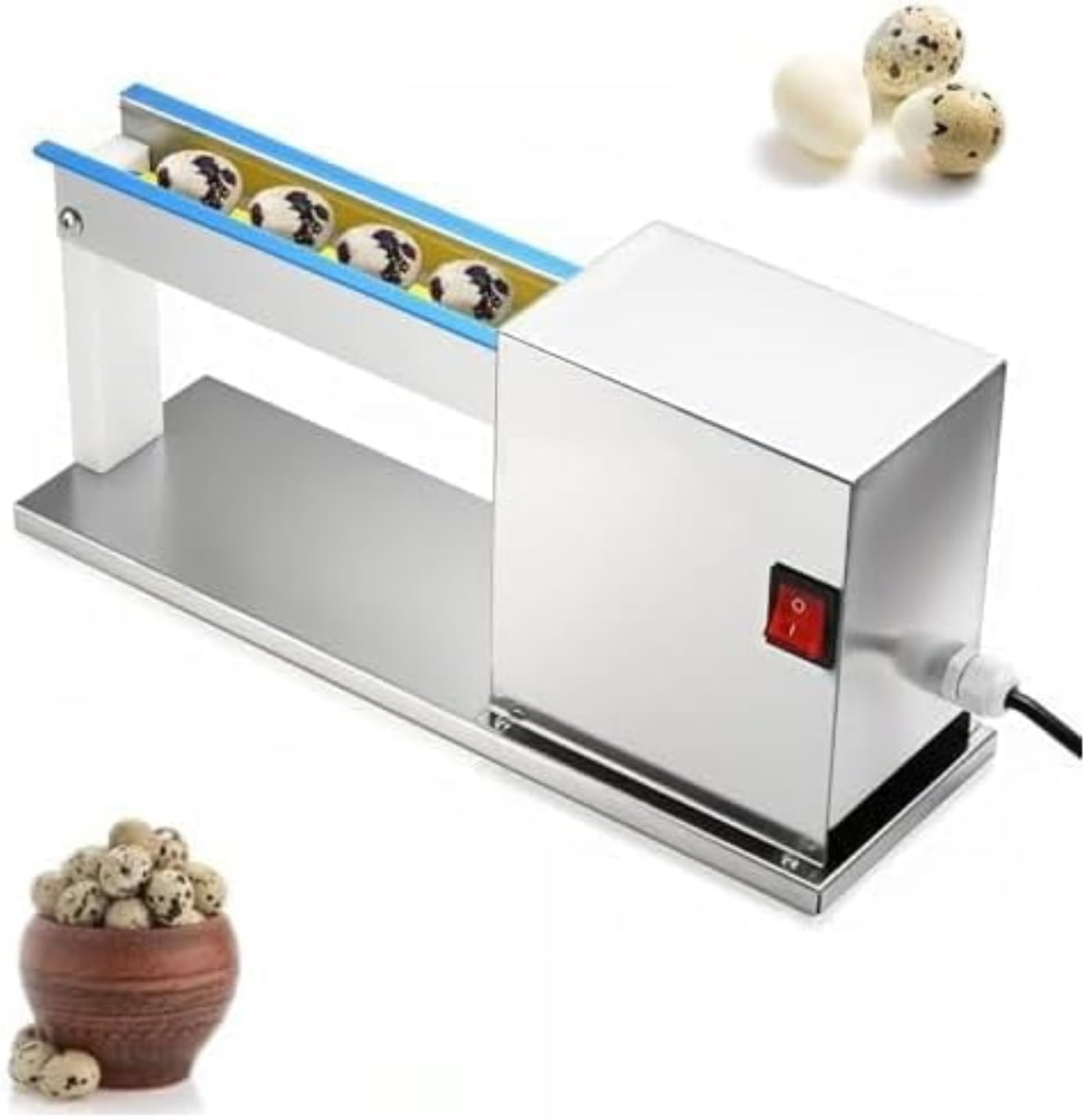 FHRKA Commercial Electric Quail Egg Peeler, 25KG/H High Efficiency Sheller,Automatic Boiled Egg Peeling Machine for Food Processing