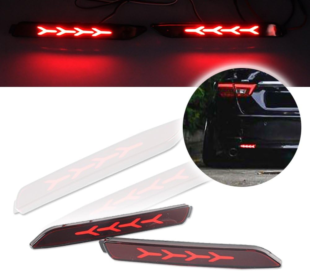 GTINTHEBOX 3D Optic Fish Bone Style Red LED Rear Bumper Reflectors Brake Tail Lights Lamps For Lexus RC250 RC350 IS-F GX470 Toyota REIZ Sienna Matrix Venza Avalon