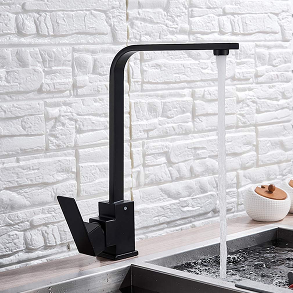 Robinet de cuisine noir mat anti-calcaire en acier 304 pour évier et vasque
