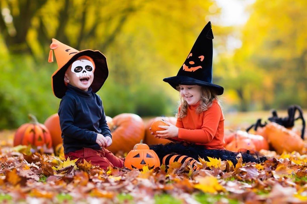 yeesport 3pcs Halloween Felt Masks for Kids - Party, Cosplay, Half Masks Skeleton Head (Skeleton)