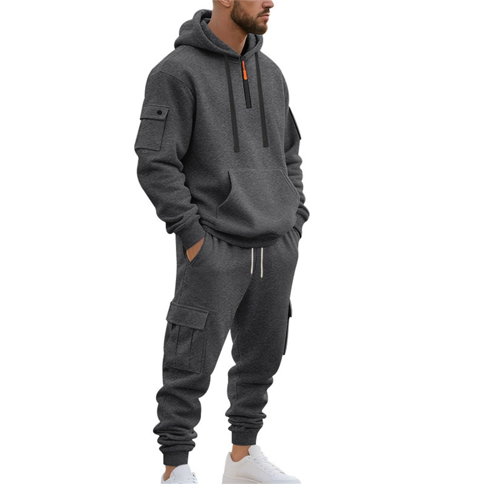 Felpa da uomo con cappuccio e mezza zip