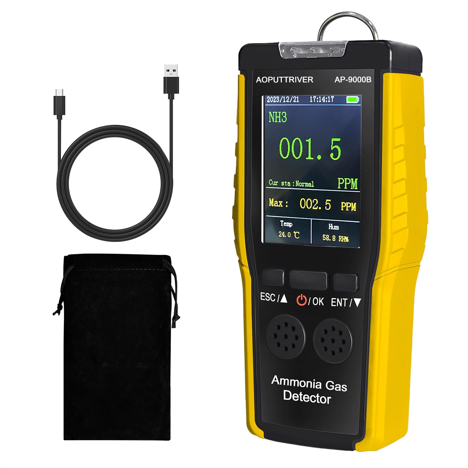 Ammoniak Gas Detektor 9000B, 0~100PPM Akustischer Optischer Alarm NH3 Luftqualitätsmessgerät für Industrie, Haushalt, Fabrik, Luftreiniger Qualität, Dekoration, Geflügelfarmen