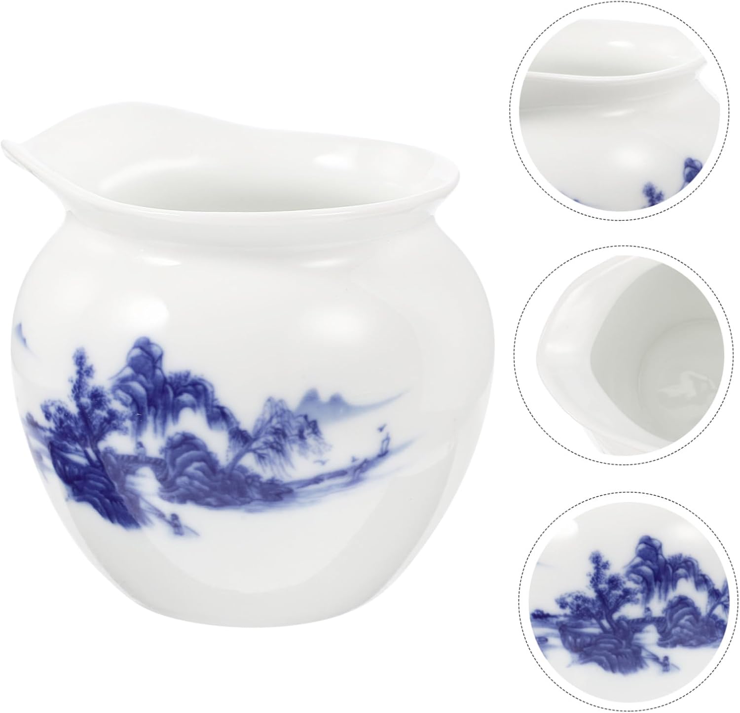 Blue and White Ceramic Gravy Boat Dripless Serving Sauce Jug Xmas