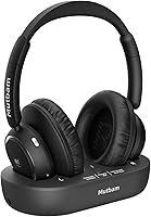 Mutbam Wireless TV Headphones for Seniors - 65Hr Battery, Zero-Lag Audio Sync, Bluetooth 5.2, Universal TV Transmitter Dock
