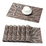 PVC Platzsets Größe: die Tischsets Größe ist 45*30cm. 6 Platzmatten pro Paket inklusive, alle Platzmatten werden von Hand geschnitten und haben einen Fehler von 1~2 cm.