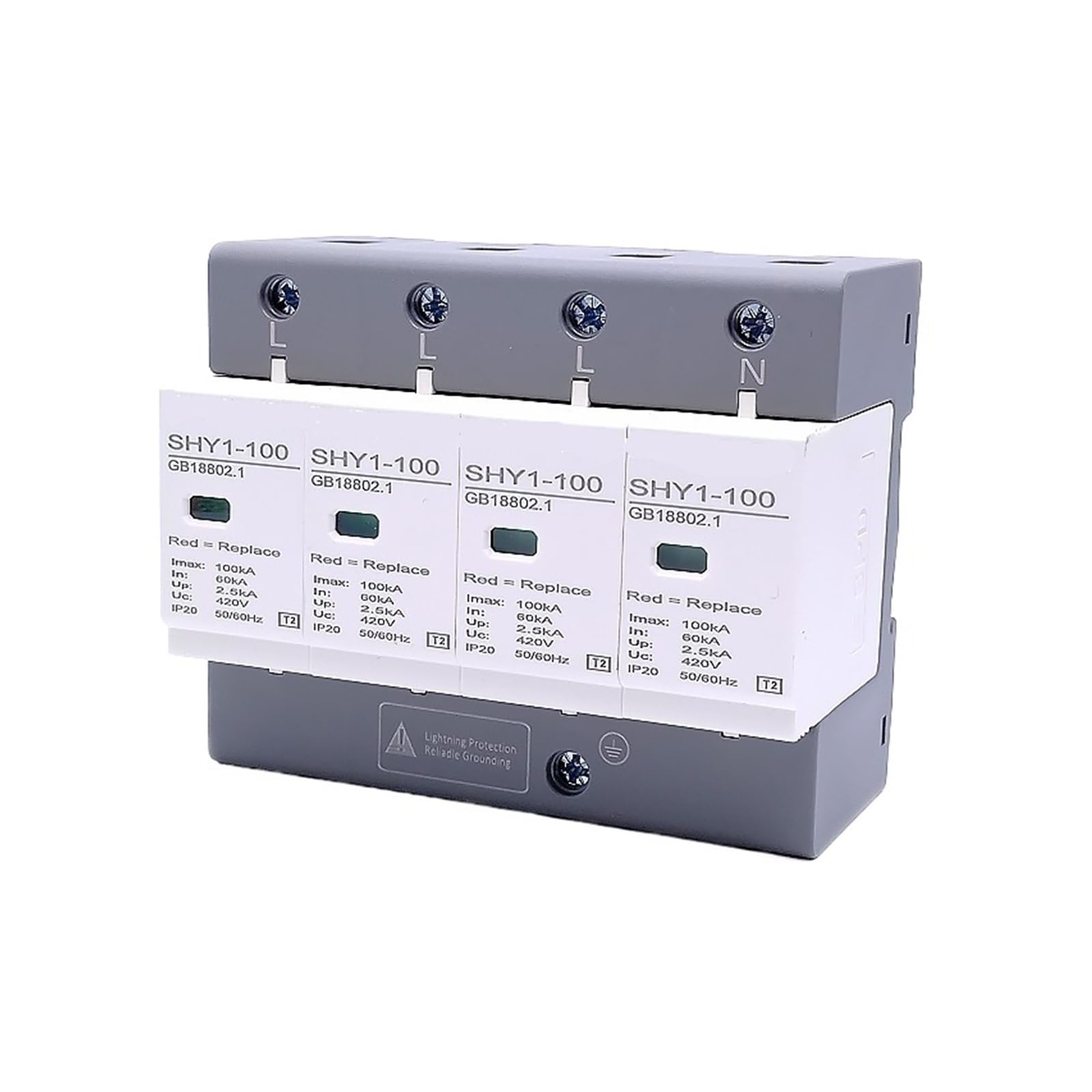 scaricatore Dispositivo di protezione contro le sovratensioni SPD AC 3P + N 40~80KA 60KA~100KA 385V 420V Scaricatore di protezione contro i fulmini for casa Protezione a bassa tensione ( Size : 4P 420