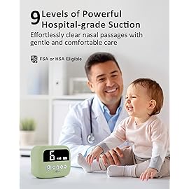 HEYVALUE Nasal Aspirator for Baby, Hospital Grade Nose Sucker with 9 Levels Suction, Night Light and Nursery Rhyme Soothing, Electric Nose Suction for Baby with Food-Grade Silicone Tips Green
