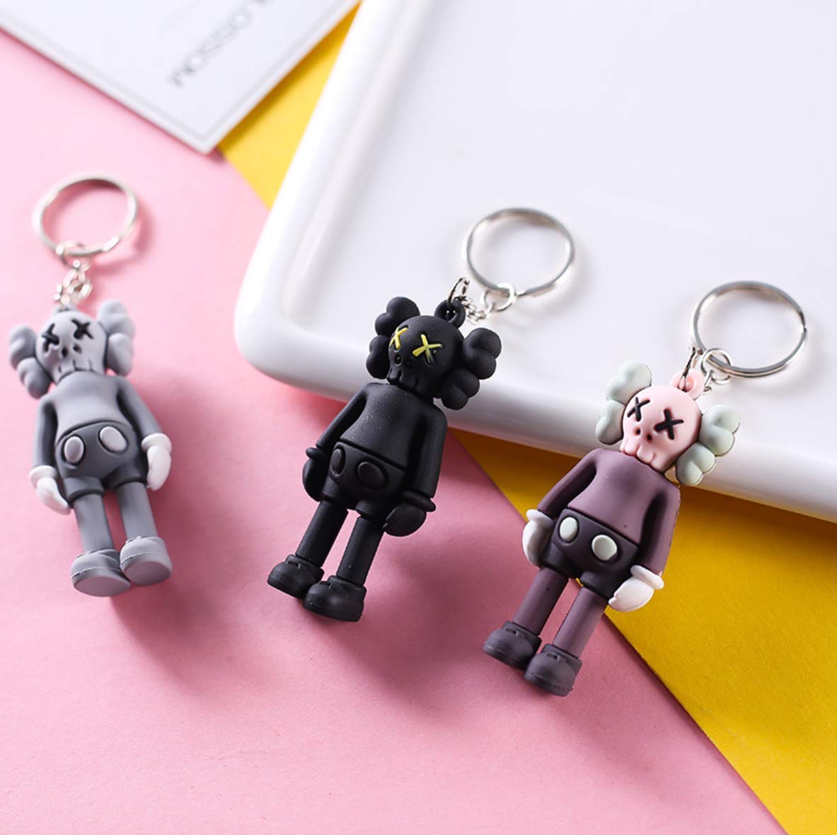 4 Pack Cute KAWS Keychain Miniatures Micro Landscape Prefect Gift