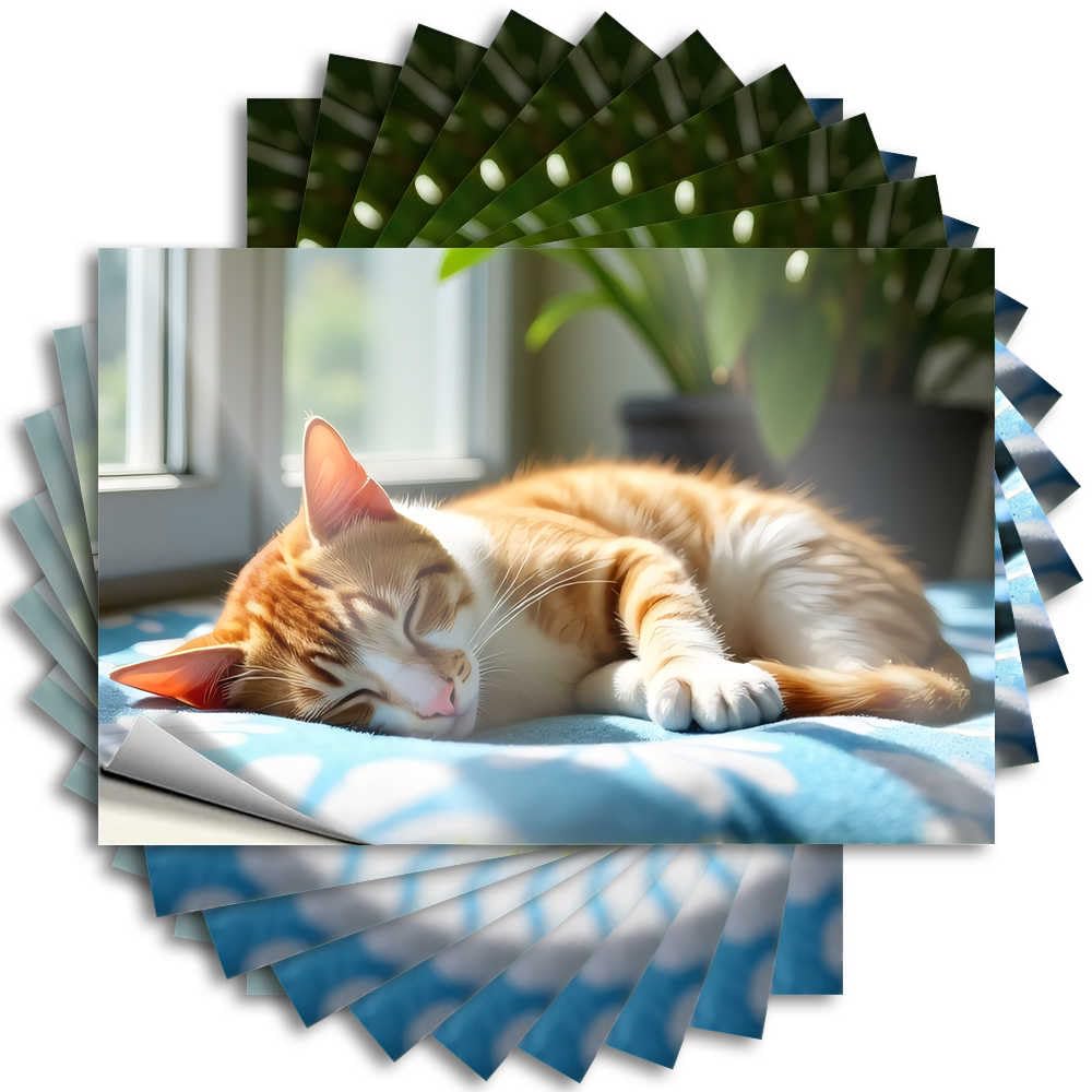 Fzfn Colour Saying Bar Stuff Peel And Stick - Cat Napping In Sunlight On Blue Blanket Case Western Bathroom Waterproof Vinyl For Fishing(8X12cm)