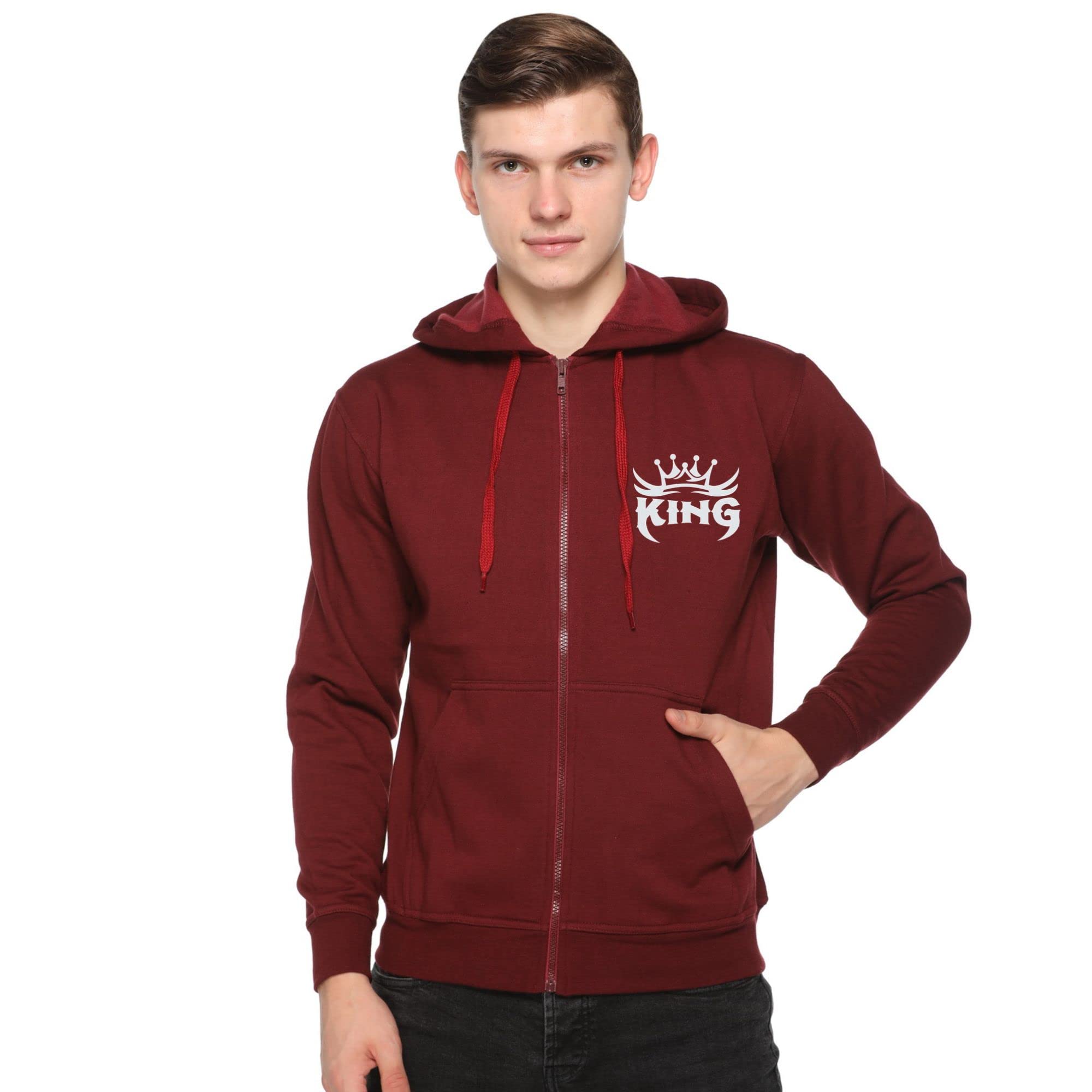 FALTU.CO King Printed Men's Zipper Hoodies Stylish and Comfortable Sweatshirt for Men Trendy Zip-Up Hoodies for a Cool and Casual Look Stay Warm and Fashionable