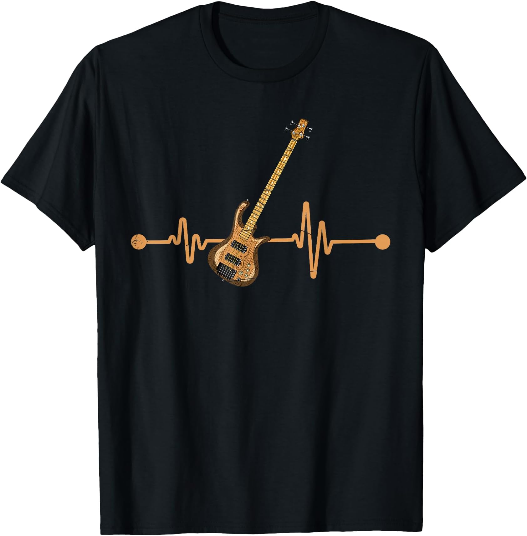 Bass Guitar Player Heartbeat Musical Instrument Bass Guitar T-Shirt Small