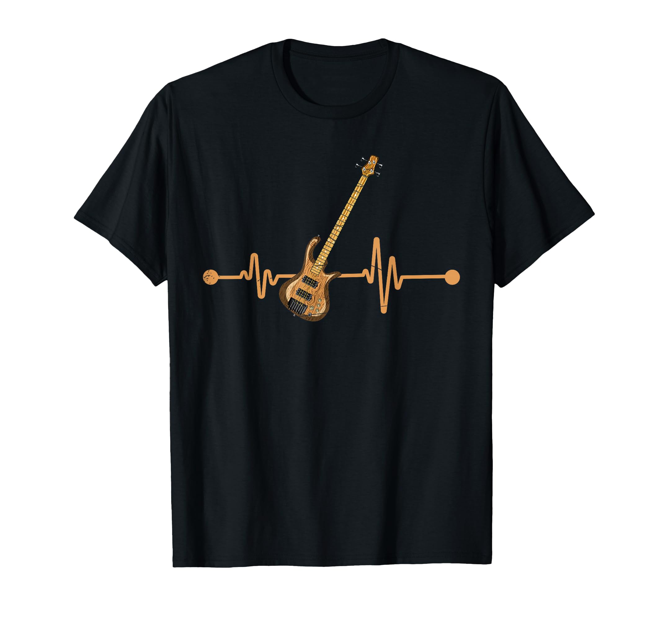 Bass Guitar Player Heartbeat Musical Instrument Bass Guitar T-Shirt Small
