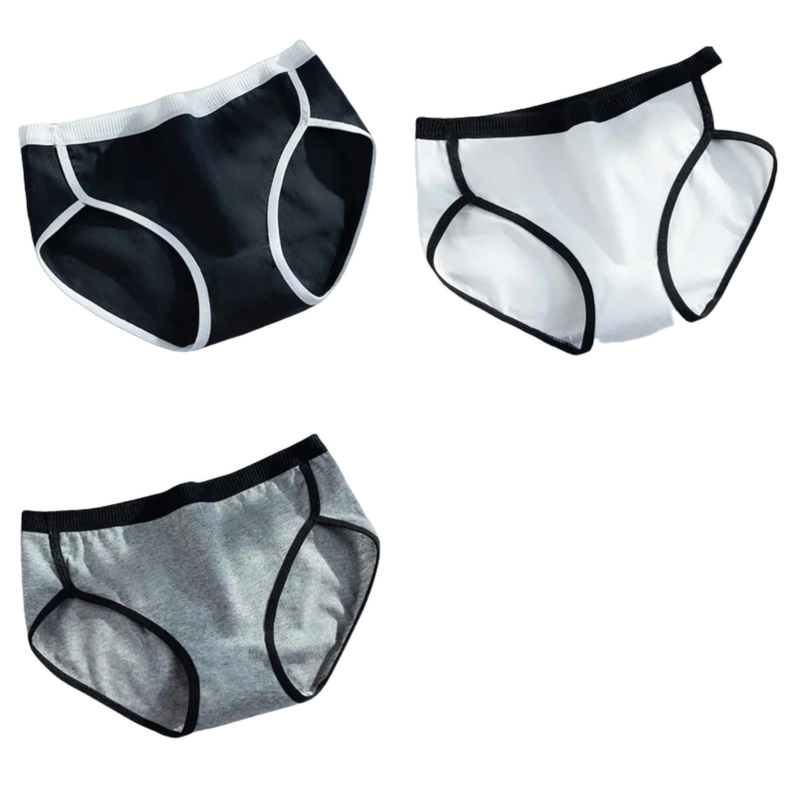 Mutande Donna Cotone 3pcs Mutandine di Cotone Brief da Donna Mutande Sexy Femminile Nere Indugia Bassa Vita Bianche da Donna Panty Lingerie Lingerie-Grigio Bianco Nero-m