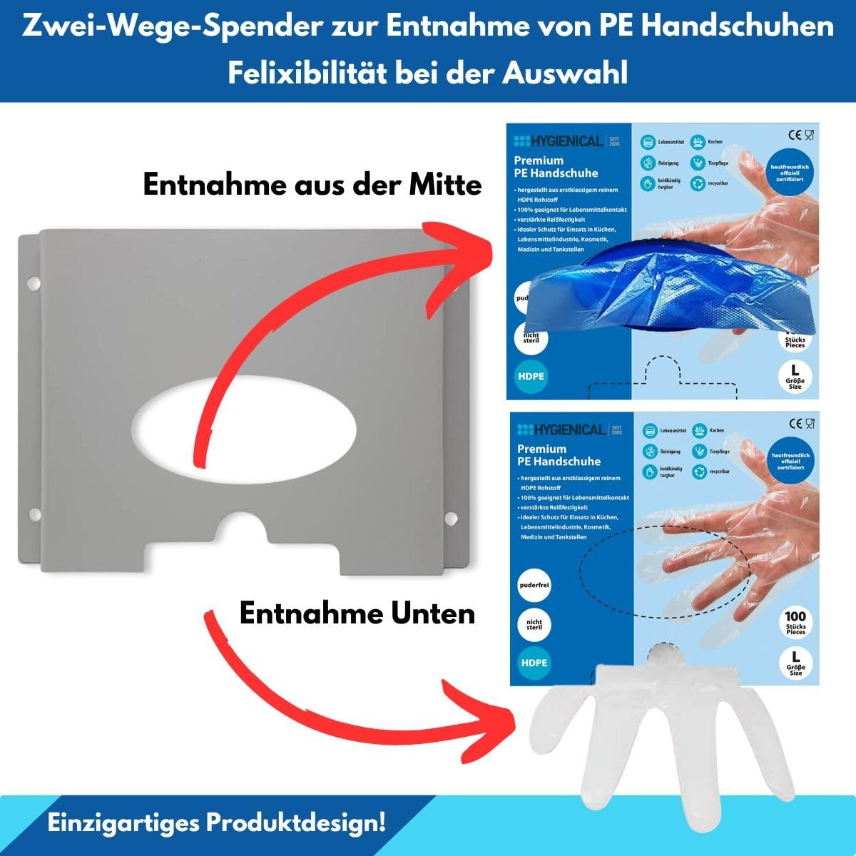DUO Dieselhandschuh-Spender aus Alu – Flexibler Spender für Einmal- und PE-Handschuhe, ideal für Tankhandschuhe in Tankstellen, Gastronomie & Bäckereien