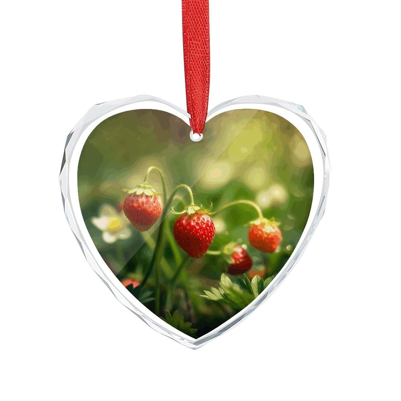 Wsoihfec Style Strawberries On The Grass Engagement Gifts For Couples, Glass Ornaments Just Married Bridal Shower Decor, Heart Keepsake Decor For Bride & Groom