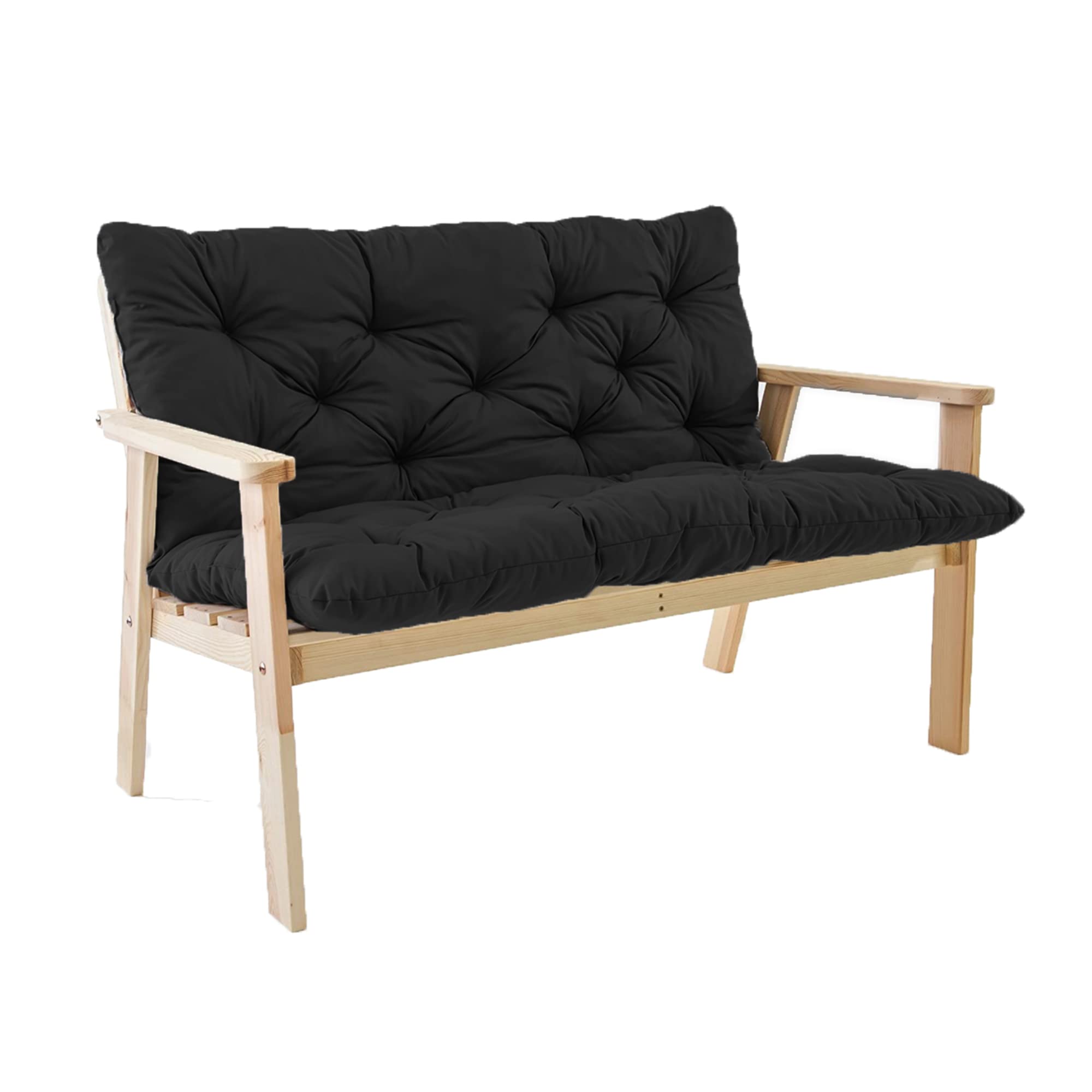 Coussin de banc pour balancelle terrasse 2 3 places matelas de jardin antidérapant noir