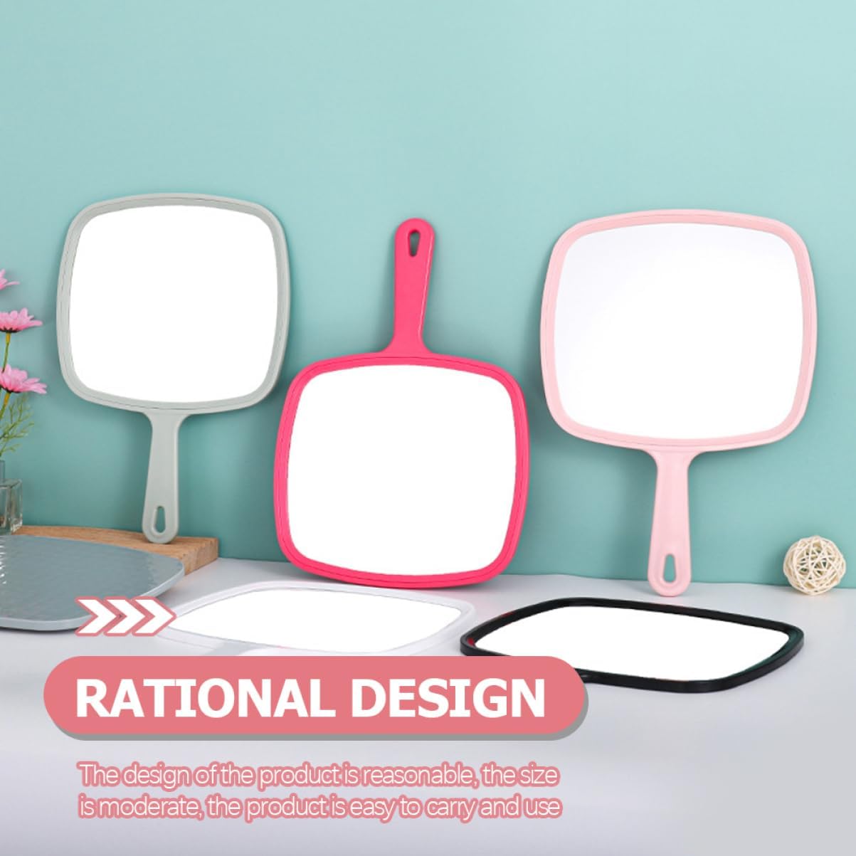 VICASKY 2Pcs Portable Handheld Makeup Mirror for Women Lightweight Travel Vanity Mirror Comfortable Handle Compact for Friends Family