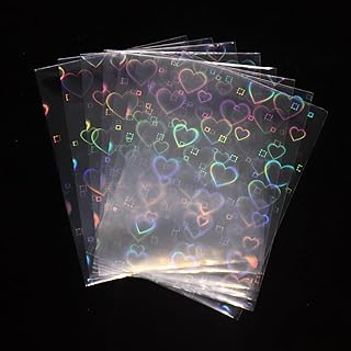 100pcs/Lot Love Heart-Shape Laser Flashing Card Sleeves Trading Cards Film Magic Kpop Card Protector Holographic Foil Protective Cover (top Loading 61x88mm)