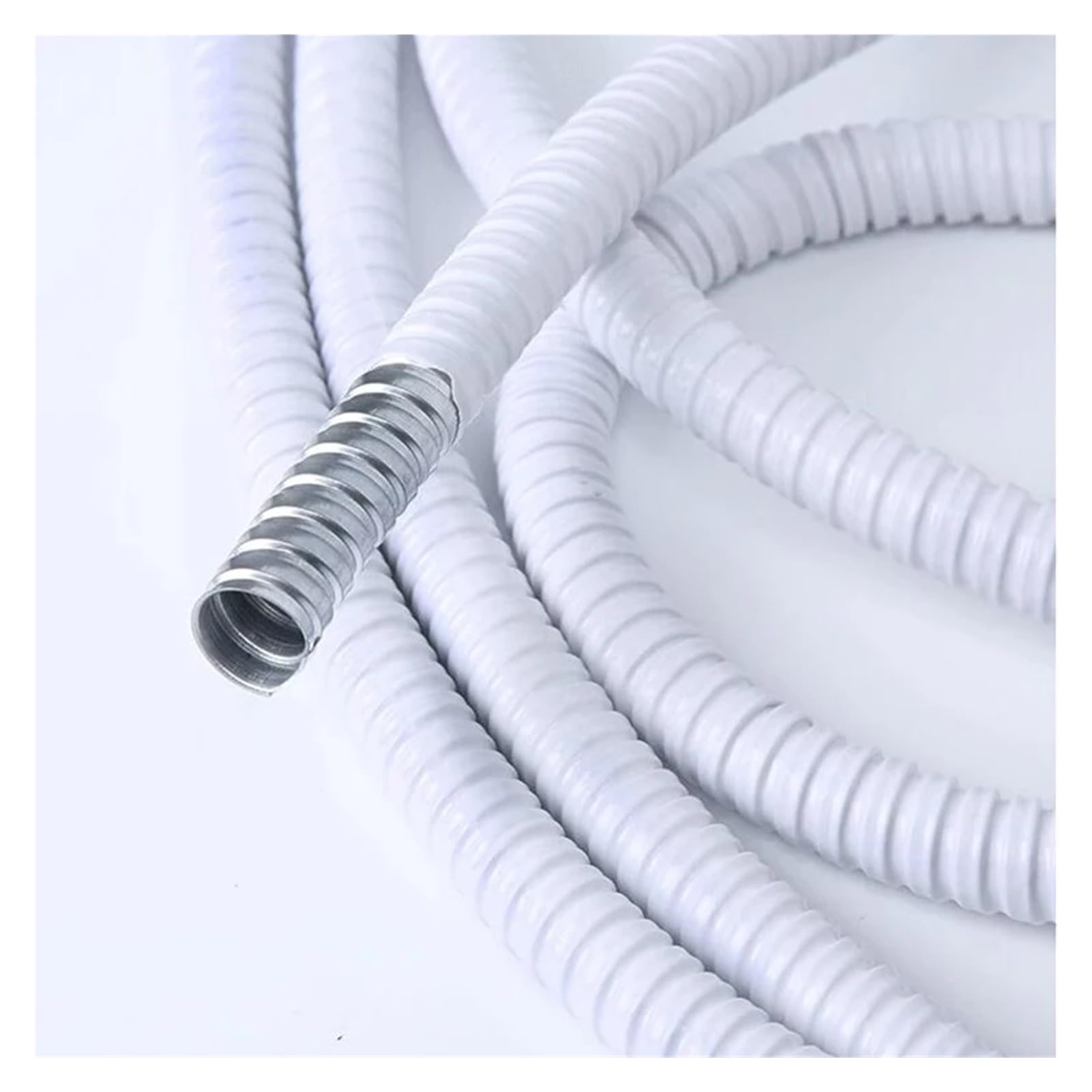 Diametro interno 8/10/12/16/20/25/32mm Tubo corrugato in acciaio zincato rivestito in plastica bianca Tubo flessibile for cavi di linea Protegge il tubo flessibile(Inner Diameter 16mm)