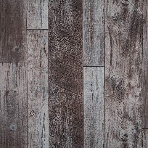 Decoroom Grey Distressed Wood Plank Wallpaper Peel and Stick Rustic Wood Grain Pattern Wall Paper 17.71''×118''