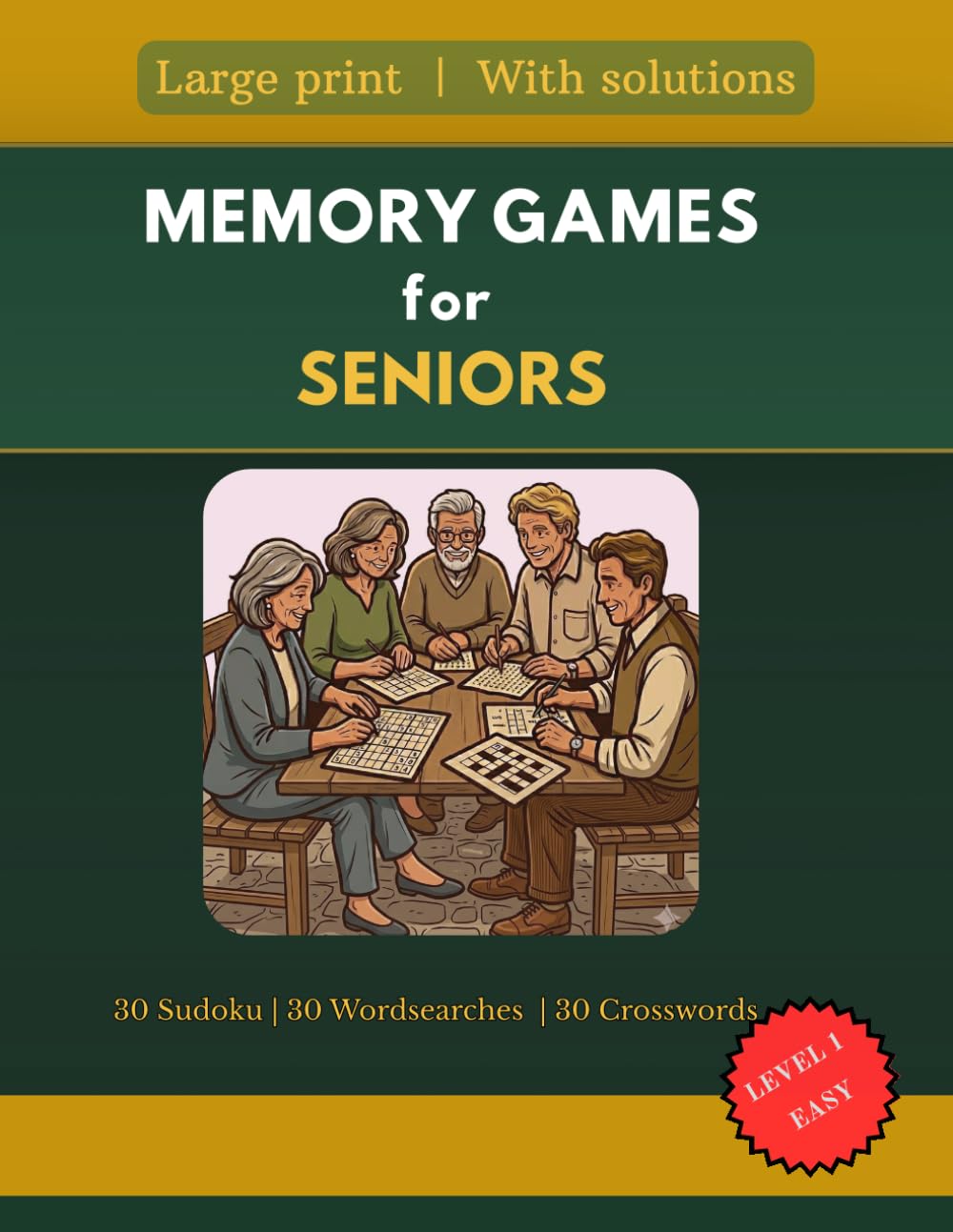 Memory Games for Seniors | Large print format for easy reading: Large Print Activity Book with Brain Teasers, Word Searches & Logic Puzzles to Boost ... Mind Sharp and Improve Cognitive Function