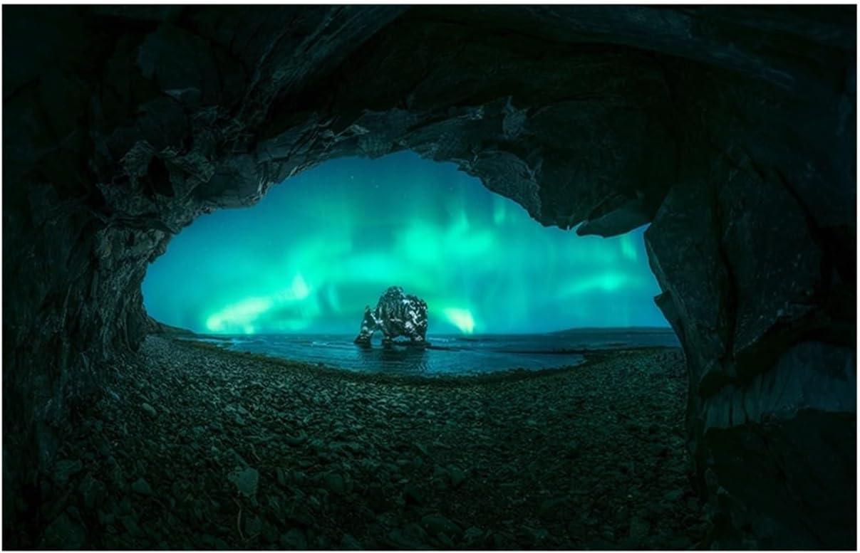 Aquarium Background Borealis Cave Printing Wallpaper Fish Tank Reptile Habitat Terrariums Decorations Landscap(60x120cm 24x47in)