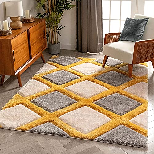Image of Carpet for Living Room 10x12 feet Anti Skid Rug Colour Yello Silver