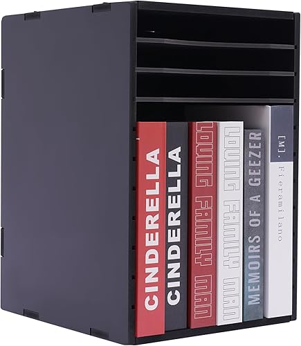 SNKOURIN Clasificador vertical de escritorio, organizador de correo de madera de 11 compartimentos, almacenamiento de papel de construcción,