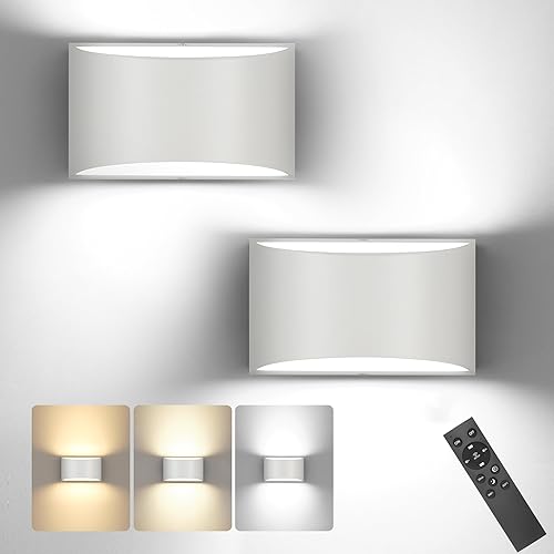 TRLIFE Modernas lámparas de pared LED, luz regulable con control remoto y temperatura de color ajustable 3000K6000K, aluminio 12W, cableada 120V AC,