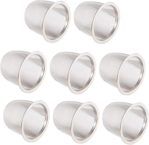 Luxshiny Filtro de té de acero inoxidable, 8 unidades, filtro de té de malla metálica, filtro de hojas de té sueltas, repuesto para tetera de té