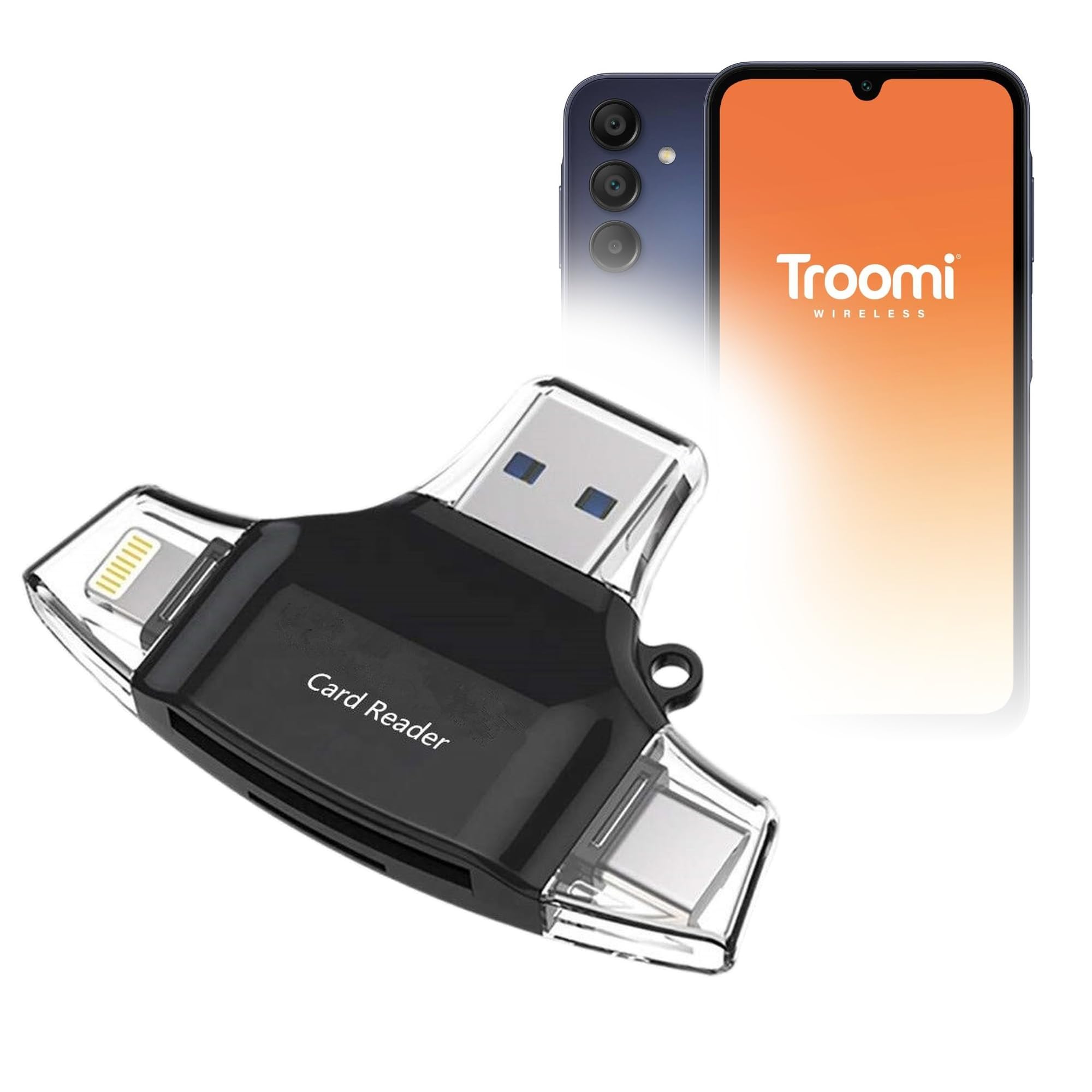 Smart Gadget Compatible with Troomi Phone Pro (SM-A15 5G) - AllReader SD Card Reader, microSD Card Reader SD Compact USB - Jet Black-picture-25