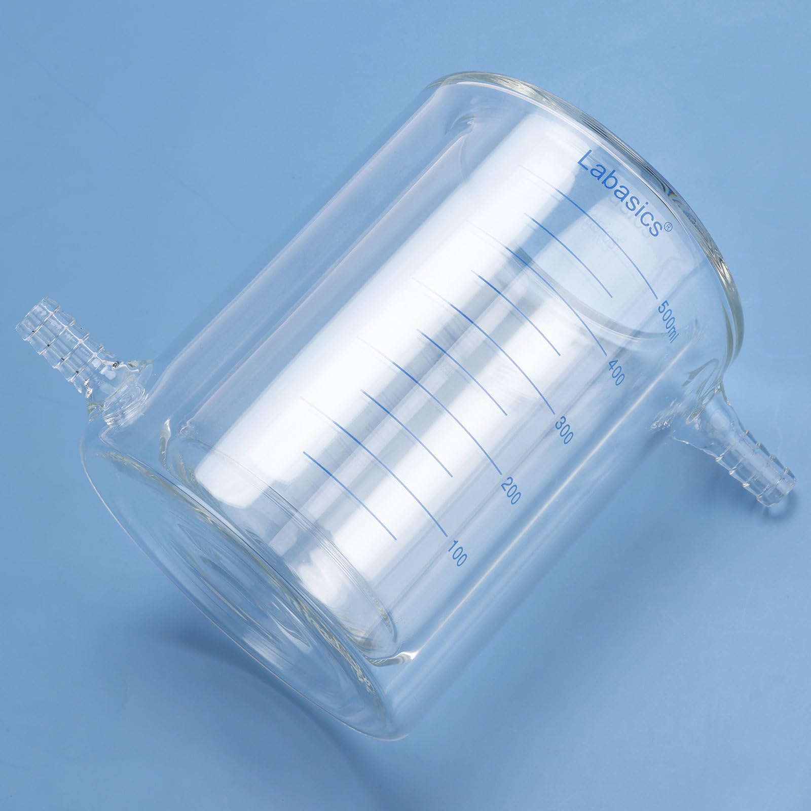 Labasics Becher con Giacca, Realizzato in Vetro Borosilicato di Alta, Vetro da Laboratorio Doppio Strato per Controllo Termico e Reazioni Chimiche, 500 ml