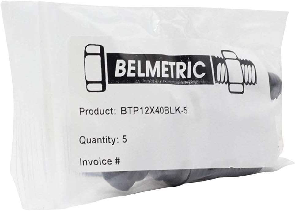 (5pcs) BelMetric M12X35 Metric External 12-Point Hardened 12.9 Flange Bolt, ASME-ANSI B18.2.5M, Black Phosphate, BTP12X35BLK-5