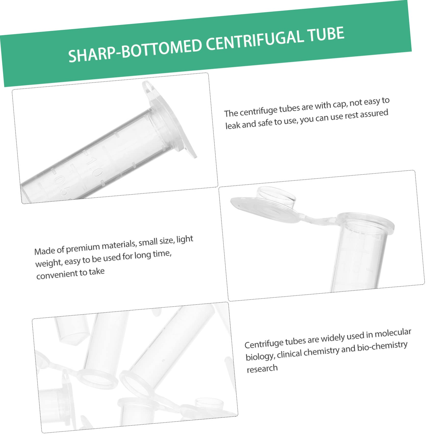 2ml Provette da Centrifuga 500 Pezzi in Plastica, con Tappo