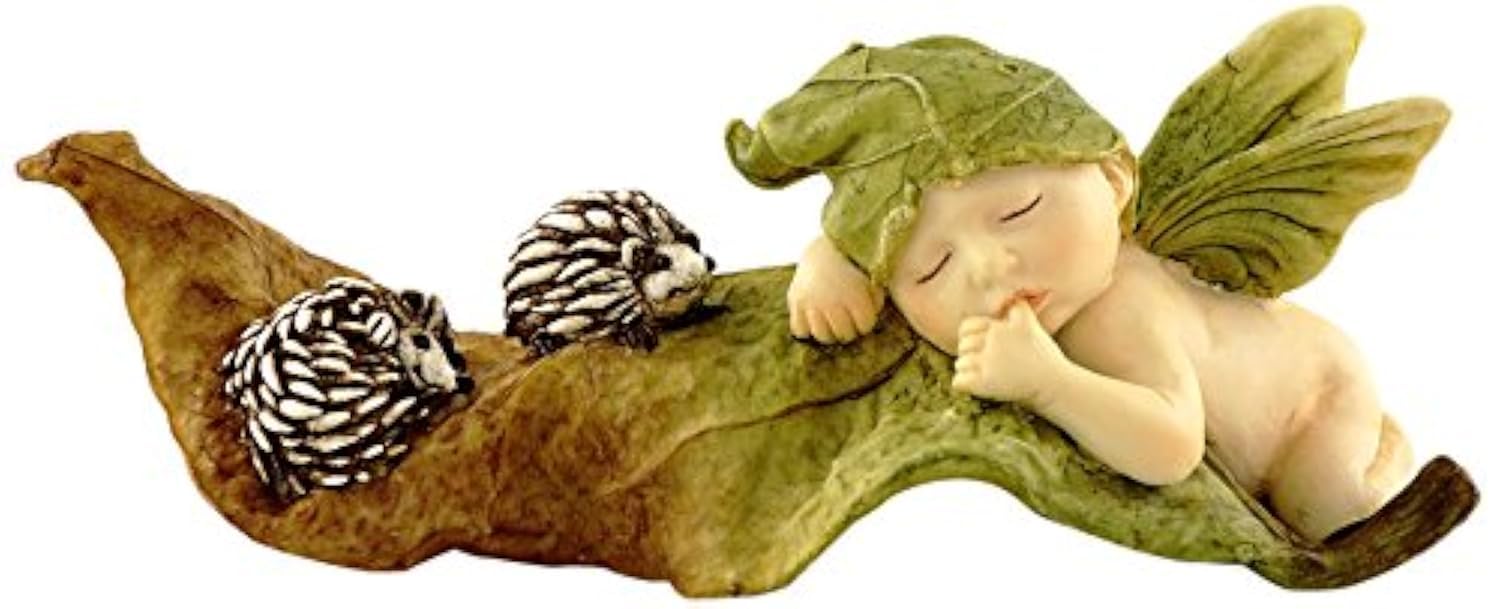Top Collection Miniature Fairy Garden and Terrarium Statue, Sleeping Fairy Baby with Hedgehogs