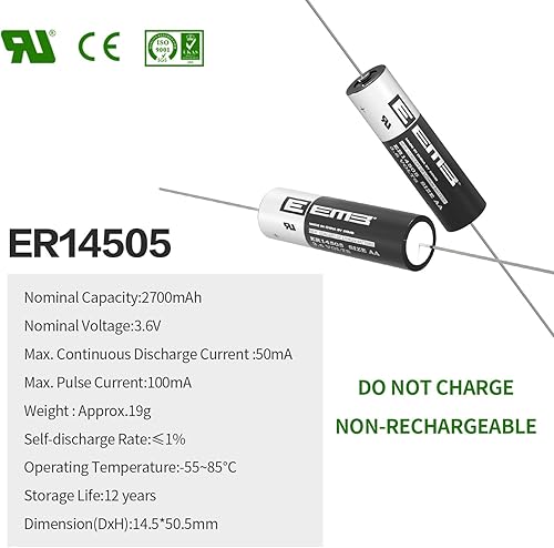 Miniatura 2 de EEMB Paquete de 4 baterías de litio ER14505 AA 3.6V con pestañas de soldadura AX Li-SOCL2 Batería no recargable SB-AA11 LS14500 TL-5903 SL-360