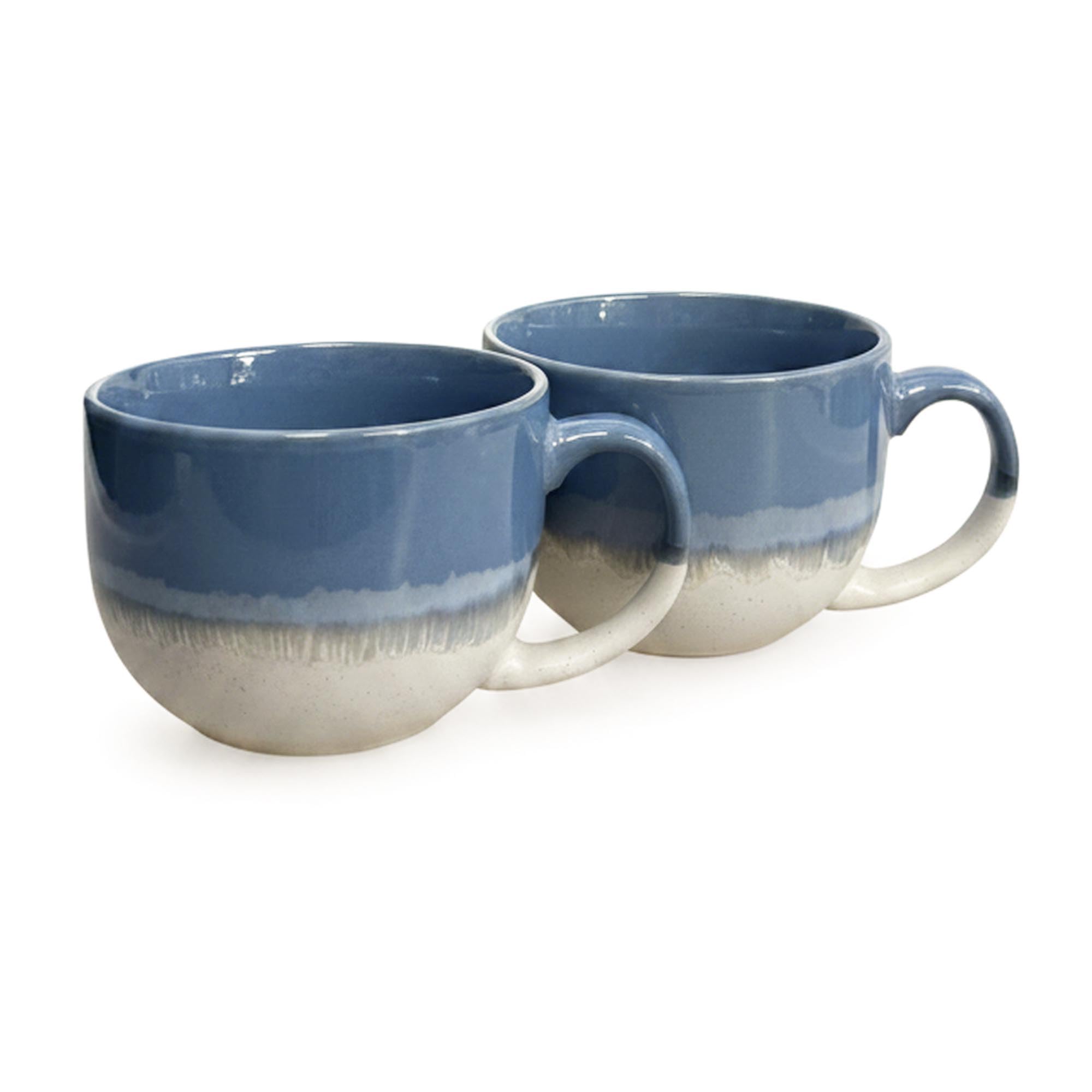 Upper Street Blue Reactive Glaze Ceramic Mug Set of 2, 720ml Large Coffee & Tea Mugs, Dishwasher & Microwave Safe, Scandinavian Style
