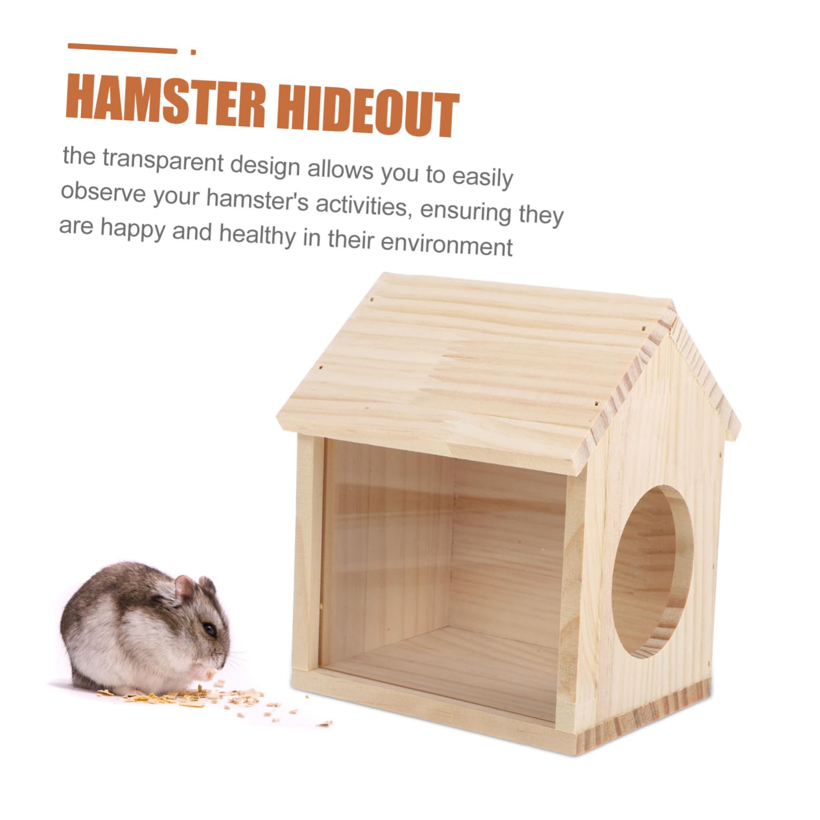 Holzhamsterhaus mit Transparentem Aufbau, Abnehmbar für Hamster
